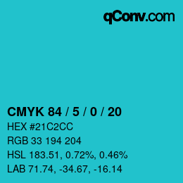 Color code: CMYK 84 / 5 / 0 / 20 | qconv.com
