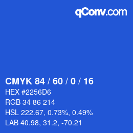 カラーコード: CMYK 84 / 60 / 0 / 16 | qconv.com