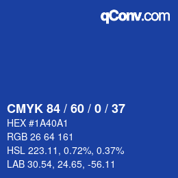 カラーコード: CMYK 84 / 60 / 0 / 37 | qconv.com