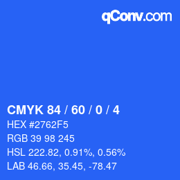 Color code: CMYK 84 / 60 / 0 / 4 | qconv.com