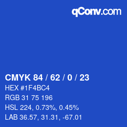 Color code: CMYK 84 / 62 / 0 / 23 | qconv.com