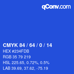 Color code: CMYK 84 / 64 / 0 / 14 | qconv.com