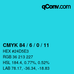 カラーコード: CMYK 84 / 6 / 0 / 11 | qconv.com