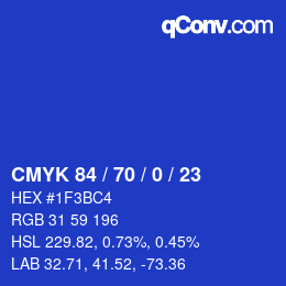カラーコード: CMYK 84 / 70 / 0 / 23 | qconv.com
