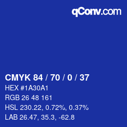 颜色代码: CMYK 84 / 70 / 0 / 37 | qconv.com
