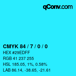 カラーコード: CMYK 84 / 7 / 0 / 0 | qconv.com