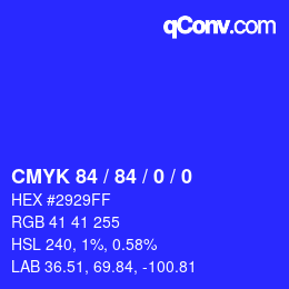 カラーコード: CMYK 84 / 84 / 0 / 0 | qconv.com