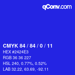 Farbcode: CMYK 84 / 84 / 0 / 11 | qconv.com