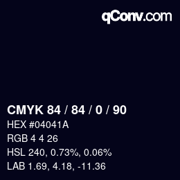 Color code: CMYK 84 / 84 / 0 / 90 | qconv.com