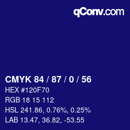 Color code: CMYK 84 / 87 / 0 / 56 | qconv.com