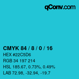 颜色代码: CMYK 84 / 8 / 0 / 16 | qconv.com