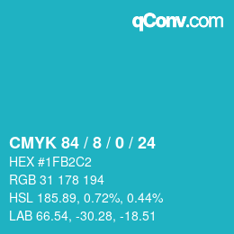 カラーコード: CMYK 84 / 8 / 0 / 24 | qconv.com