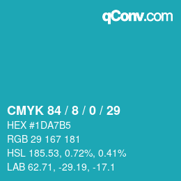 カラーコード: CMYK 84 / 8 / 0 / 29 | qconv.com
