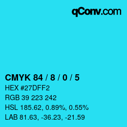 カラーコード: CMYK 84 / 8 / 0 / 5 | qconv.com