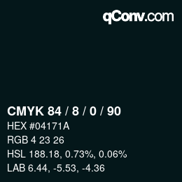 Color code: CMYK 84 / 8 / 0 / 90 | qconv.com