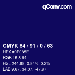 Farbcode: CMYK 84 / 91 / 0 / 63 | qconv.com
