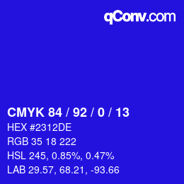 Color code: CMYK 84 / 92 / 0 / 13 | qconv.com