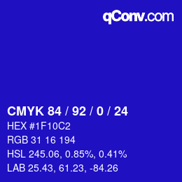 カラーコード: CMYK 84 / 92 / 0 / 24 | qconv.com