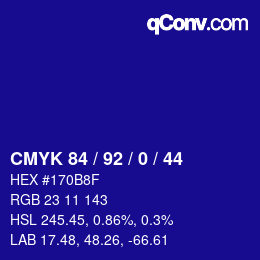 颜色代码: CMYK 84 / 92 / 0 / 44 | qconv.com