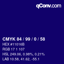 カラーコード: CMYK 84 / 99 / 0 / 58 | qconv.com