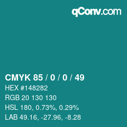 颜色代码: CMYK 85 / 0 / 0 / 49 | qconv.com