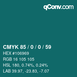 Color code: CMYK 85 / 0 / 0 / 59 | qconv.com