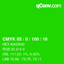 カラーコード: CMYK 85 / 0 / 100 / 16 | qconv.com