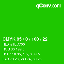 颜色代码: CMYK 85 / 0 / 100 / 22 | qconv.com