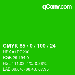 颜色代码: CMYK 85 / 0 / 100 / 24 | qconv.com