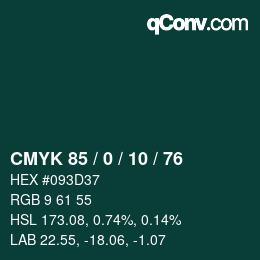 Color code: CMYK 85 / 0 / 10 / 76 | qconv.com