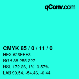 Color code: CMYK 85 / 0 / 11 / 0 | qconv.com