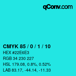 Color code: CMYK 85 / 0 / 1 / 10 | qconv.com