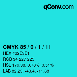 Color code: CMYK 85 / 0 / 1 / 11 | qconv.com