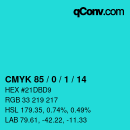 Color code: CMYK 85 / 0 / 1 / 14 | qconv.com