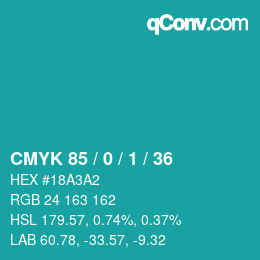 カラーコード: CMYK 85 / 0 / 1 / 36 | qconv.com