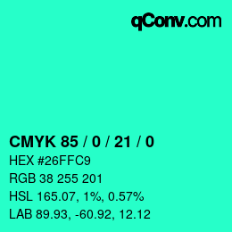 Color code: CMYK 85 / 0 / 21 / 0 | qconv.com