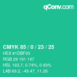 Color code: CMYK 85 / 0 / 23 / 25 | qconv.com
