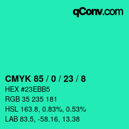 Color code: CMYK 85 / 0 / 23 / 8 | qconv.com