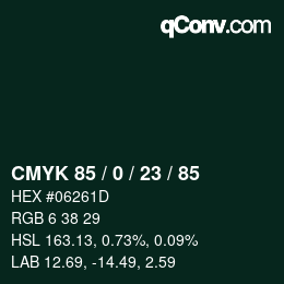 Color code: CMYK 85 / 0 / 23 / 85 | qconv.com