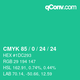 Color code: CMYK 85 / 0 / 24 / 24 | qconv.com