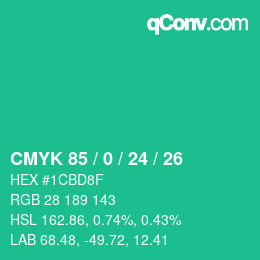 Color code: CMYK 85 / 0 / 24 / 26 | qconv.com