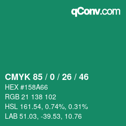 Color code: CMYK 85 / 0 / 26 / 46 | qconv.com