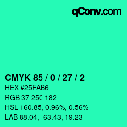 Color code: CMYK 85 / 0 / 27 / 2 | qconv.com