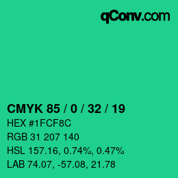 Color code: CMYK 85 / 0 / 32 / 19 | qconv.com