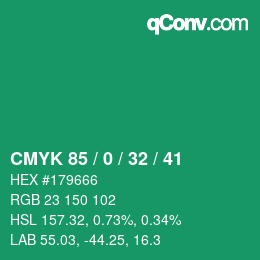 Color code: CMYK 85 / 0 / 32 / 41 | qconv.com