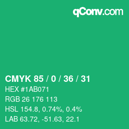 Color code: CMYK 85 / 0 / 36 / 31 | qconv.com