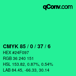 カラーコード: CMYK 85 / 0 / 37 / 6 | qconv.com