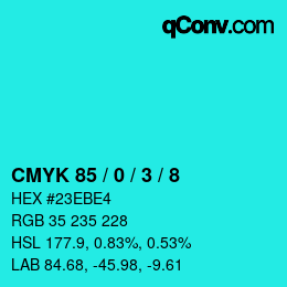 カラーコード: CMYK 85 / 0 / 3 / 8 | qconv.com
