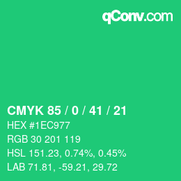 Color code: CMYK 85 / 0 / 41 / 21 | qconv.com