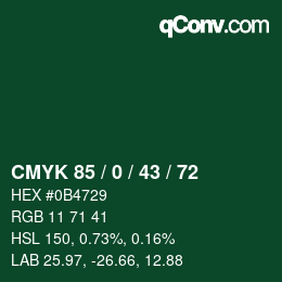 Código de color: CMYK 85 / 0 / 43 / 72 | qconv.com